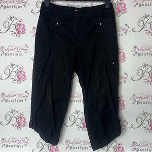 Laura petites cargo diamond bling grommets Black Cropped Pants